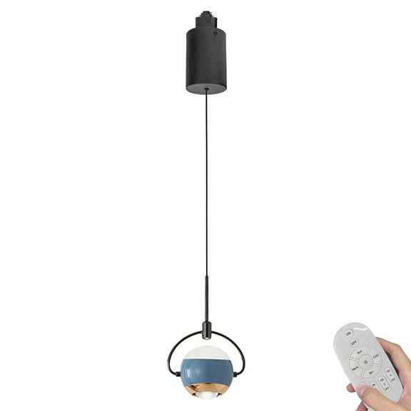 Kiven H-Type LED Track Lighting, 1-Light Modern Halo Track Pendant Light,Dimmable H Track Light Pedant Adjustable Length for Bedroom Kitchen Island Shop,Blue Finish TB3056