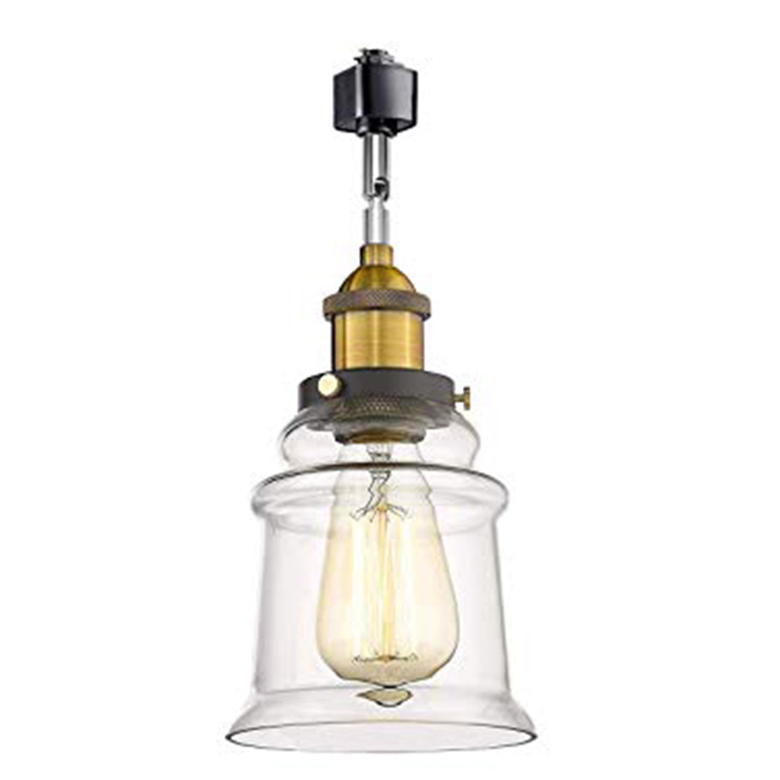 Kiven H-Type Track Light, 1-Light industrial Halo Track Pendant Lighting Fixtures E26 Socket