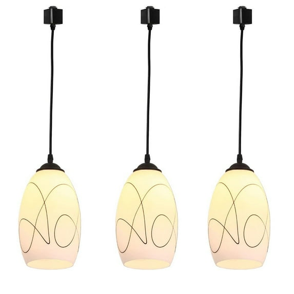 Kiven H-Type Track Light, 3-Light Modern Halo Track Pendant Lighting Fixtures E26 Socket