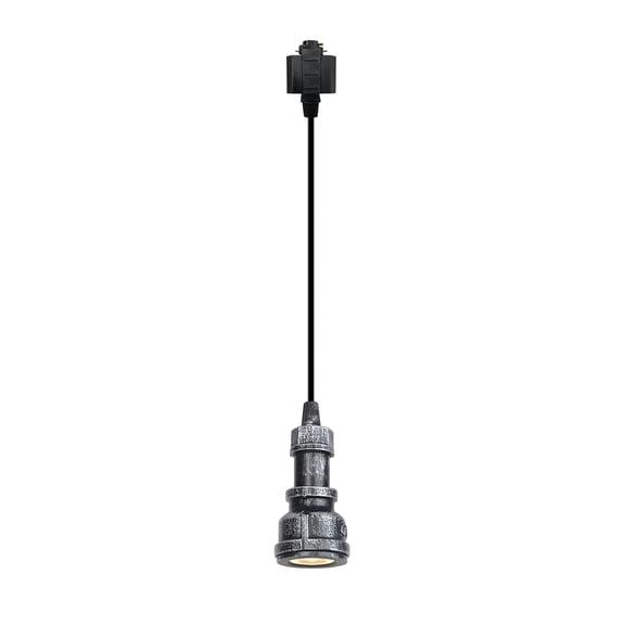 Kiven H-Type Track Lighting, 1-Light Industrial Halo Track Pendant Light, Steampunk Style LED Track Light Pedant for Bedroom Kitchen Island Home Cafe, Silvery Finish,Cord length 39.4"