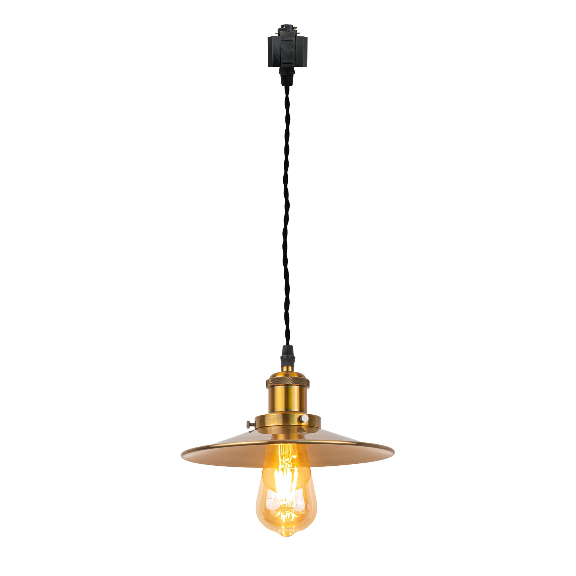Kiven H-Type Track Lighting, 1-Light Modern H Track Light Pedant with Metal Lampshade, Cord length 39.4",Brass Finish