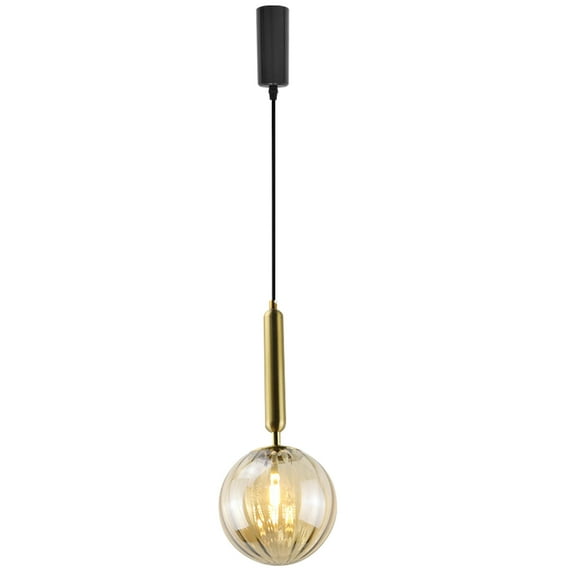 Kiven H-Type Track Lighting, 1-Light Modern Halo Track Pendant Light with Glass Shade & E12 Socket, Track Light Pedant Adjustable Length for Bedroom Kitchen Island
