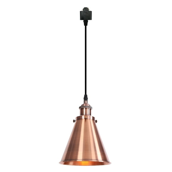 Kiven H-Type Track Lighting, 1-Light Modern Halo Track Pendant Light with Metal Lampshade, H Track Light Pedant for Kitchen Island Home Shop, Cord length 39.4",Copper Red Finish