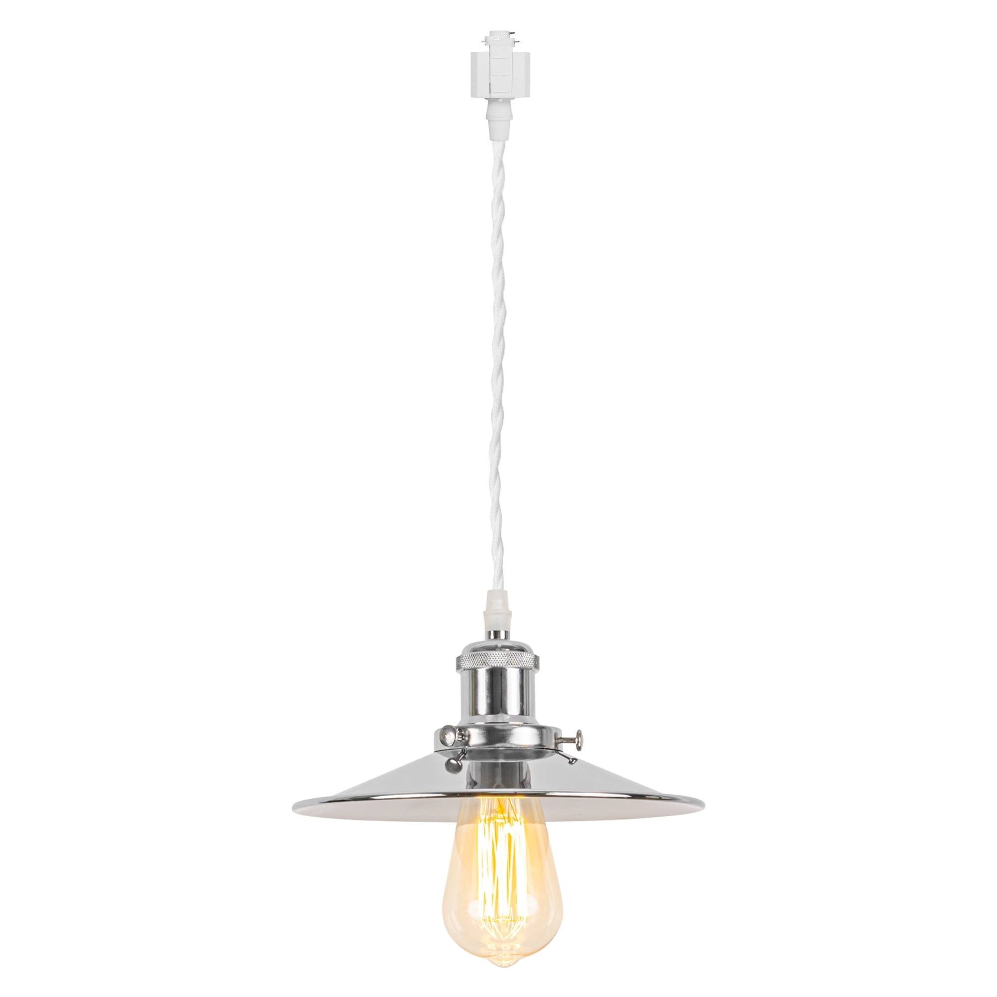 Kiven H-Type Track Lighting, 1-Light Modern Halo Track Pendant Light with Metal Lampshade, Track Light Pedant for Bedroom Kitchen Island Home Cafe, Silvery Finish,Cord length 39.4"
