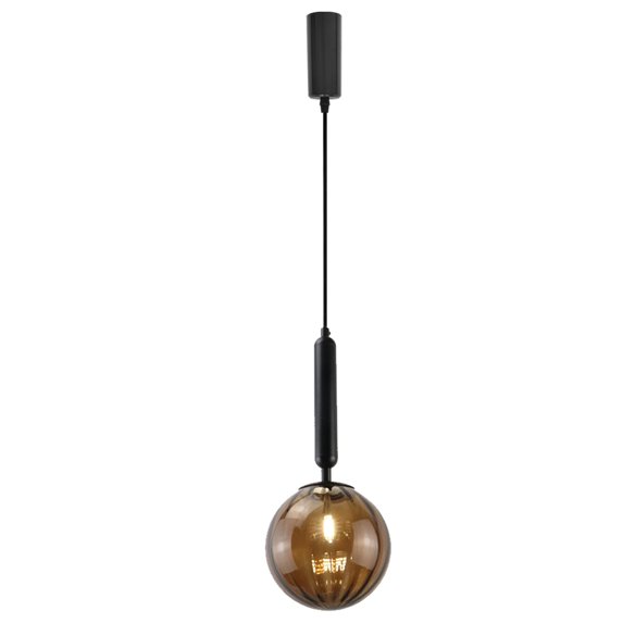 Kiven H-Type Track Lighting, 1-Light Modern Halo Track Pendant Light with Glass Shade & E12 Socket, Adjustable Length