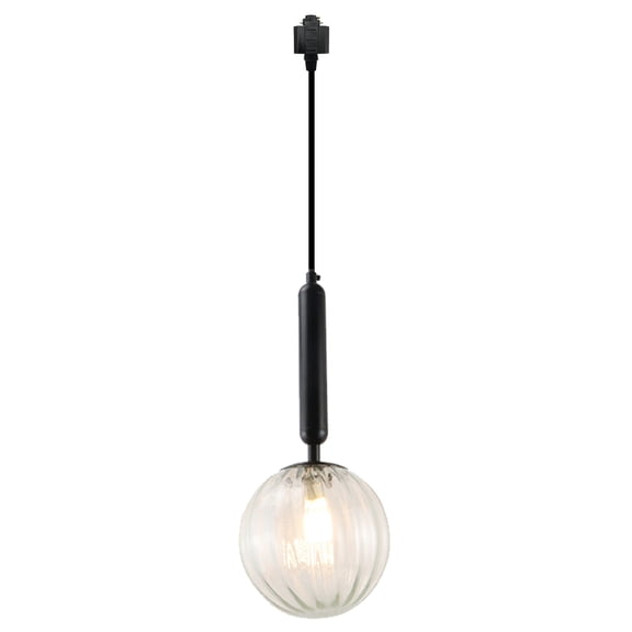 Kiven H-Type Track Lighting, 1-Light Modern Halo Track Pendant Light with Glass Shade & E12 Socket, Track Light Pedant with 12" Cord