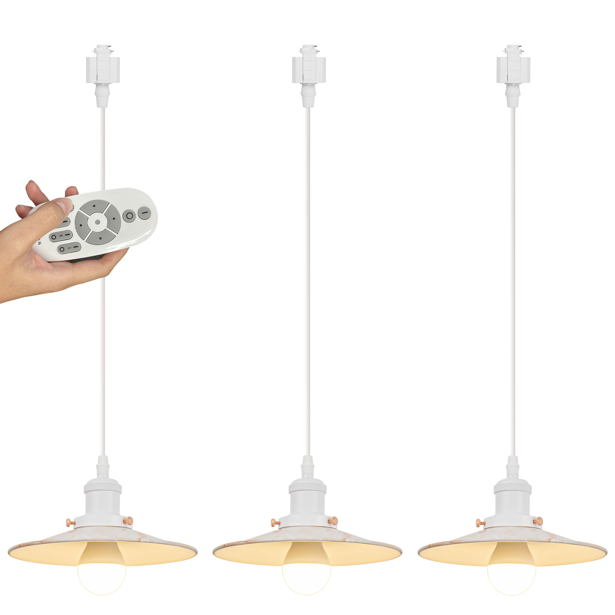 Kiven H-Type Track Lighting, 3-Light Modern H Track Light Pedant with Metal Lampshade,Dimmable for Kitchen Island Cafe Bedroom, Cord length 39.4",White Finish Marble Pattern