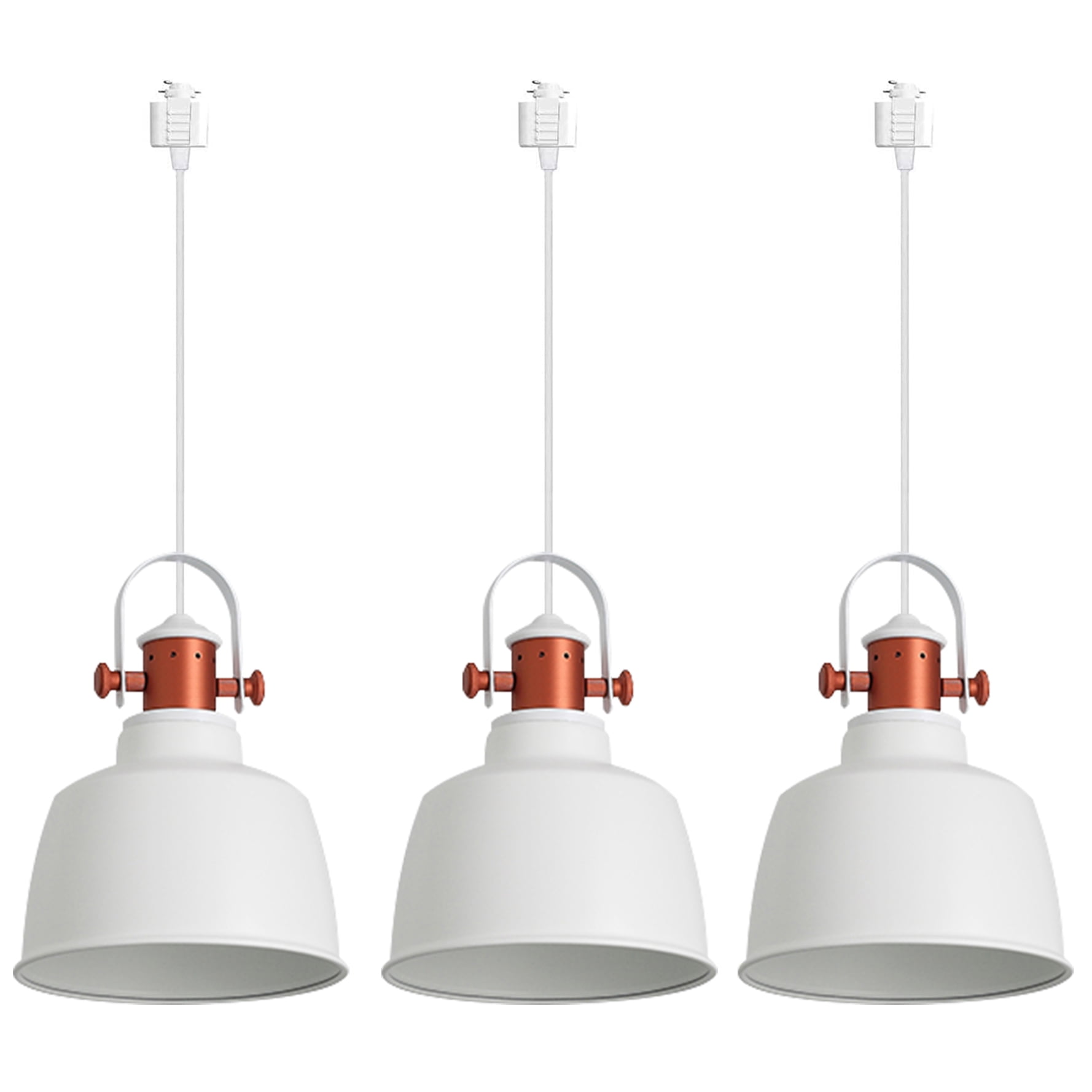 Kiven HType Track Lighting, 3Light Modern Halo Track Pendant Light with Glass Shade, Track