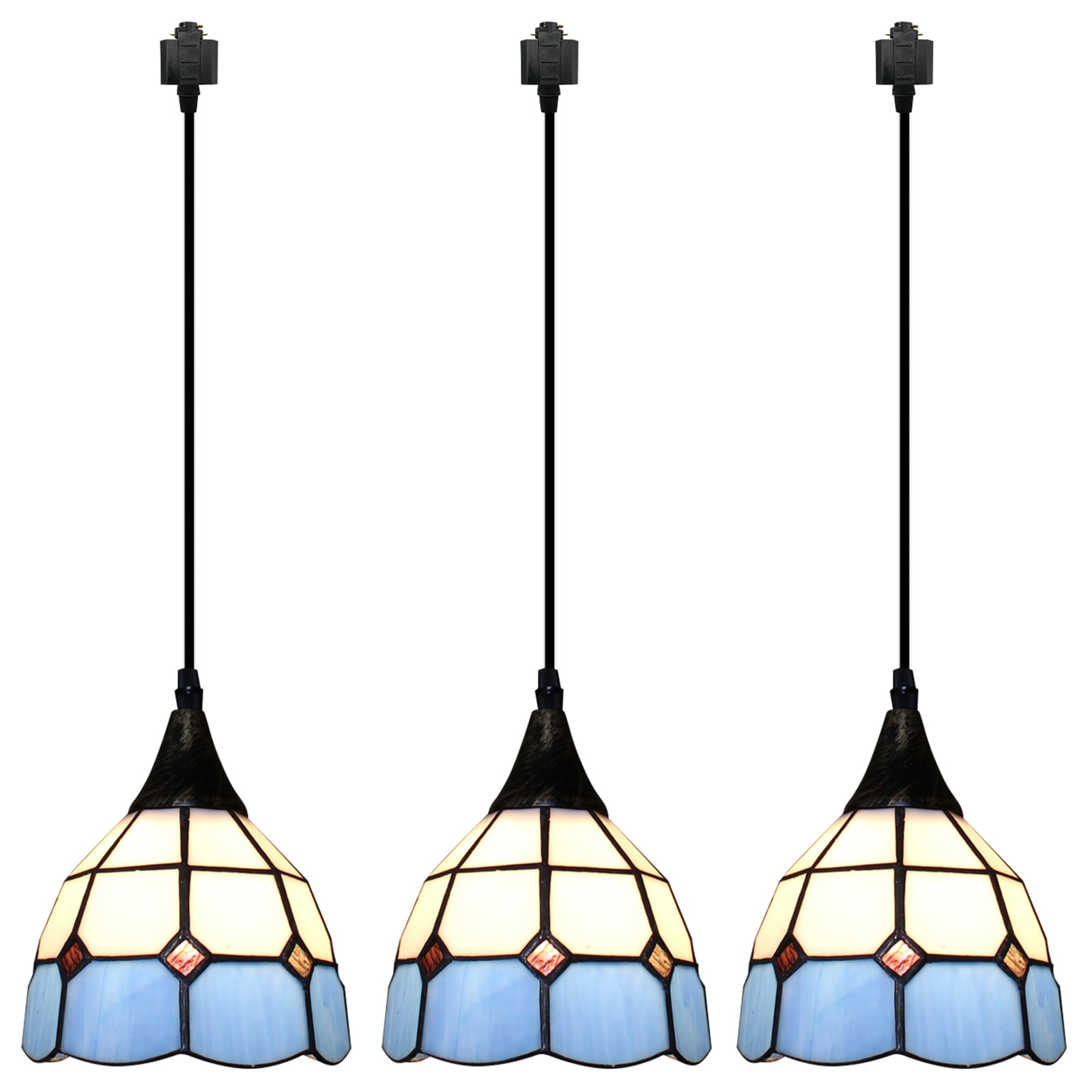 Kiven HType Track Lighting, 3Light Modern Halo Track Pendant Light with Glass Shade, Track