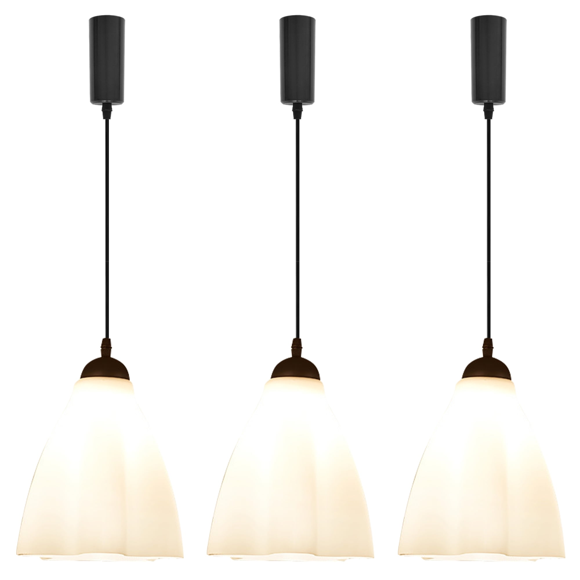 Kiven HType Track Lighting, 3Light Modern Halo Track Pendant Light with Glass Shade, Track