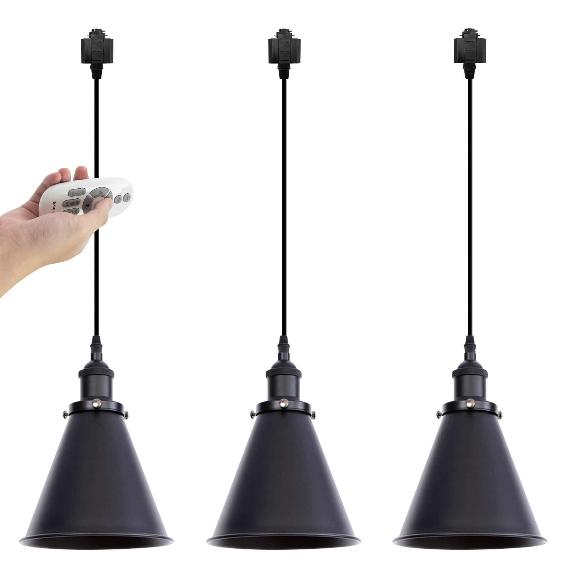 Kiven HType Track Lighting, 3Light Modern Halo Track Pendant Light with Metal Lampshade