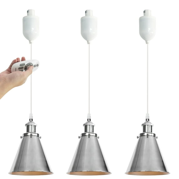 Kiven H-Type Track Lighting, 3-Light Modern Halo Track Pendant Light with Built-in Cable Wrapper,Dimmable H Track Light Pedant Adjustable Length for Kitchen Shop,Silvery Finish
