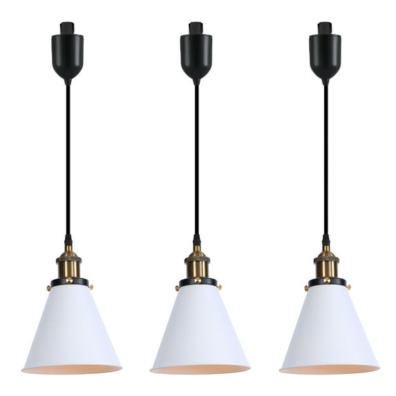 Kiven H-Type Track Lighting, 3-Light Modern Halo Track Pendant Light with Built-in Cable Wrapper & Iron Lampshade, H Track Light Pedant Adjustable Length