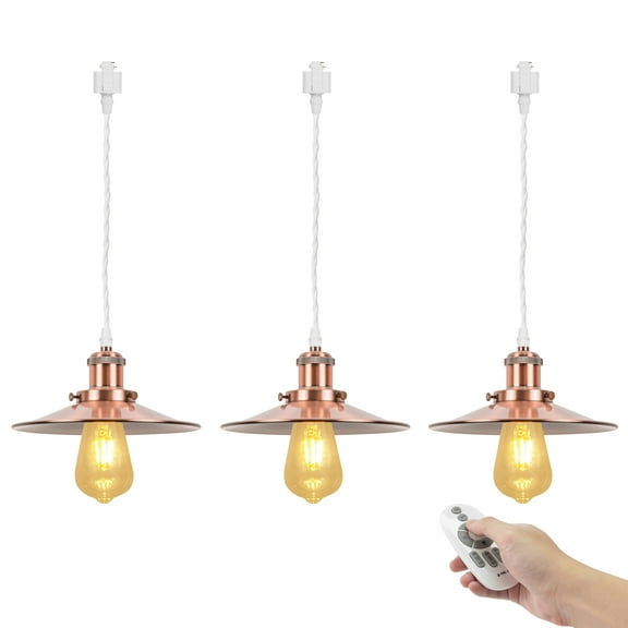 Kiven H-Type Track Lighting, 3-Light Modern Halo Track Pendant Light,Dimmable H Track Light Pedant for Bedroom Kitchen Island Cafe, Cord length 39.4",Copper Finish