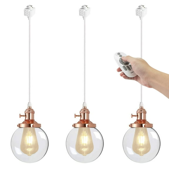 Kiven H-Type Track Lighting, 3-Light Modern Halo Track Pendant Light,Dimmable H Track Light Pedant for Bedroom Kitchen Island Cafe, Cord length 39.4",Copper Finish