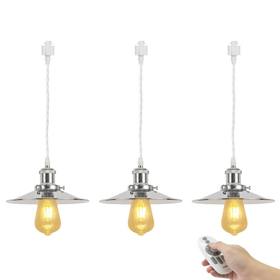 Kiven H-Type Track Lighting, 3-Light Modern Halo Track Pendant Light,Dimmable H Track Light Pedant for Bedroom Kitchen Island Cafe, Cord length 39.4",Silvery Finish