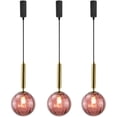 thumbnail image 1 of Kiven H-Type Track Lighting, 3-Light Modern Halo Track Pendant Light with Glass Shade & E12 Socket, Track Light Pedant Adjustable Length for Bedroom Kitchen Island, 1 of 7