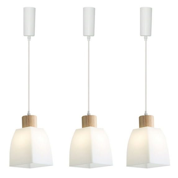 Kiven H-Type Track Lighting, 3-Light Modern Halo Track Pendant Light with Glass Lampshade, Track Light Pedant Adjustable Length, E26 Socket
