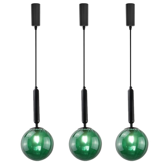 Kiven H-Type Track Lighting, 3-Light Modern Halo Track Pendant Light with Glass Shade & E12 Socket, Adjustable Length