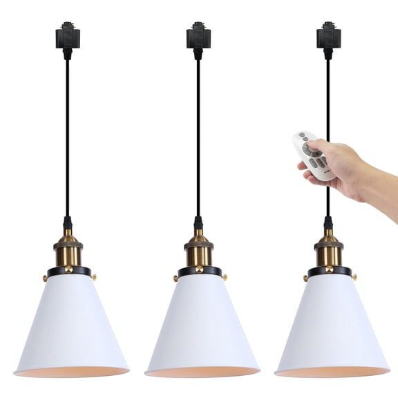 Kiven H-Type Track Lighting, 3-Light Modern Halo Track Pendant Light with Iron Lampshade, H Track Light Pedant, Cord length 39.4"