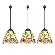 Kiven H-Type Track Lighting Light Fixture, 3-Light Tiffany Style Halo Track Pendant Lighting Fixtures, E26 Socket