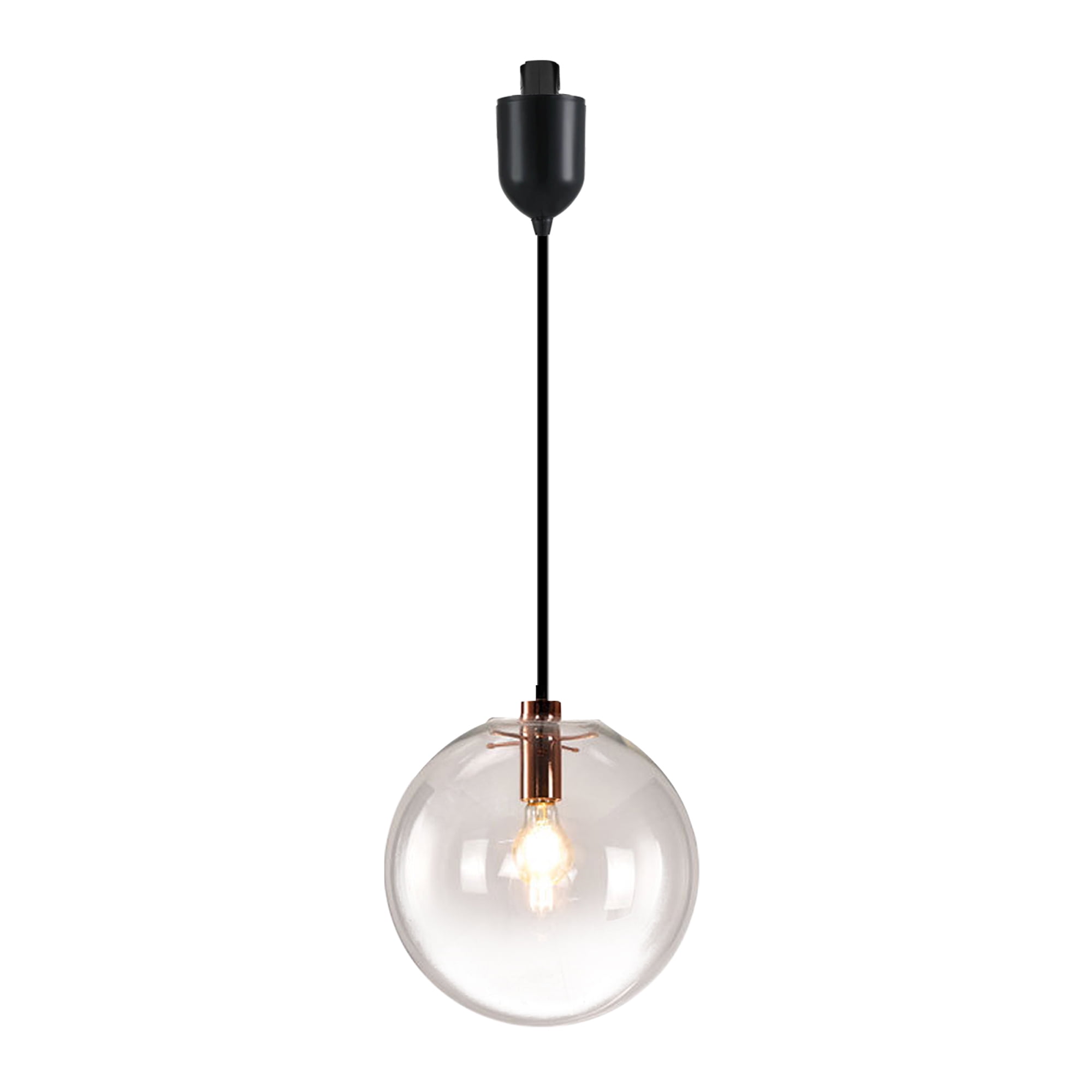 Kiven H-Type Track Lighting Light fixture, Modern Halo Track Pendant Light with Built-in Cable Wrapper and Glass Lampshade, Adjustable Length for Bedroom Kitchen Shop,Rose Gold Finish, 1-Light