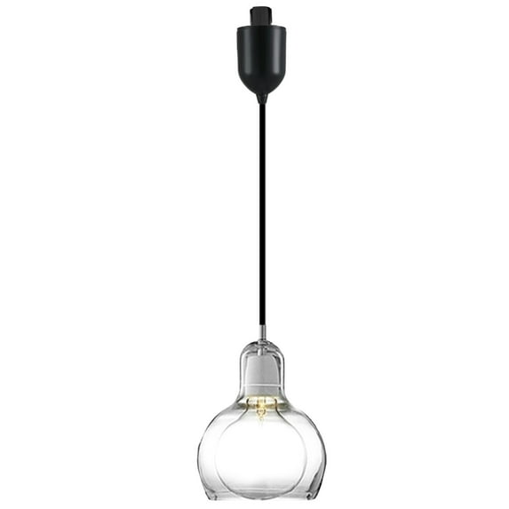 Kiven H-Type Track Lighting Light fixture, ModernHalo Track Pendant Light with Built-in Cable Wrapper and Clear Glass Globe, Adjustable Length for Bedroom Kitchen Home Lighting, 1-Light
