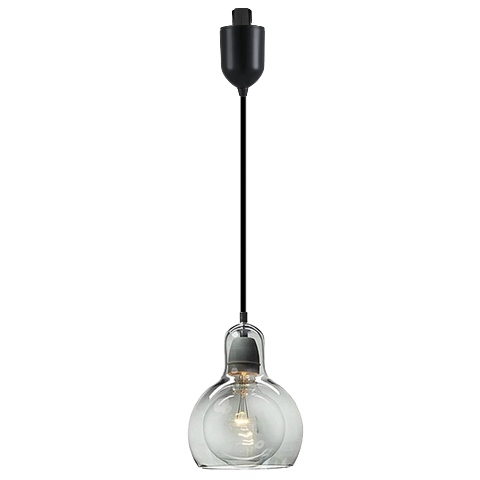 Kiven H-Type Track Lighting Light fixture, ModernHalo Track Pendant Light with Built-in Cable Wrapper and Grey Glass Globe, Adjustable Length for Bedroom Kitchen Home Lighting, 1-Light