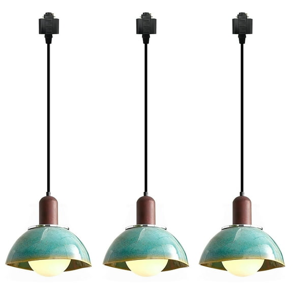 Kiven H-Type Track Lighting Pendants,3-Light Farmhouse h Track Pendant Lights with Ceramic Shade,Decorative Track Lighting Fixture for Shop Kitchen Restaurant(TB3294)
