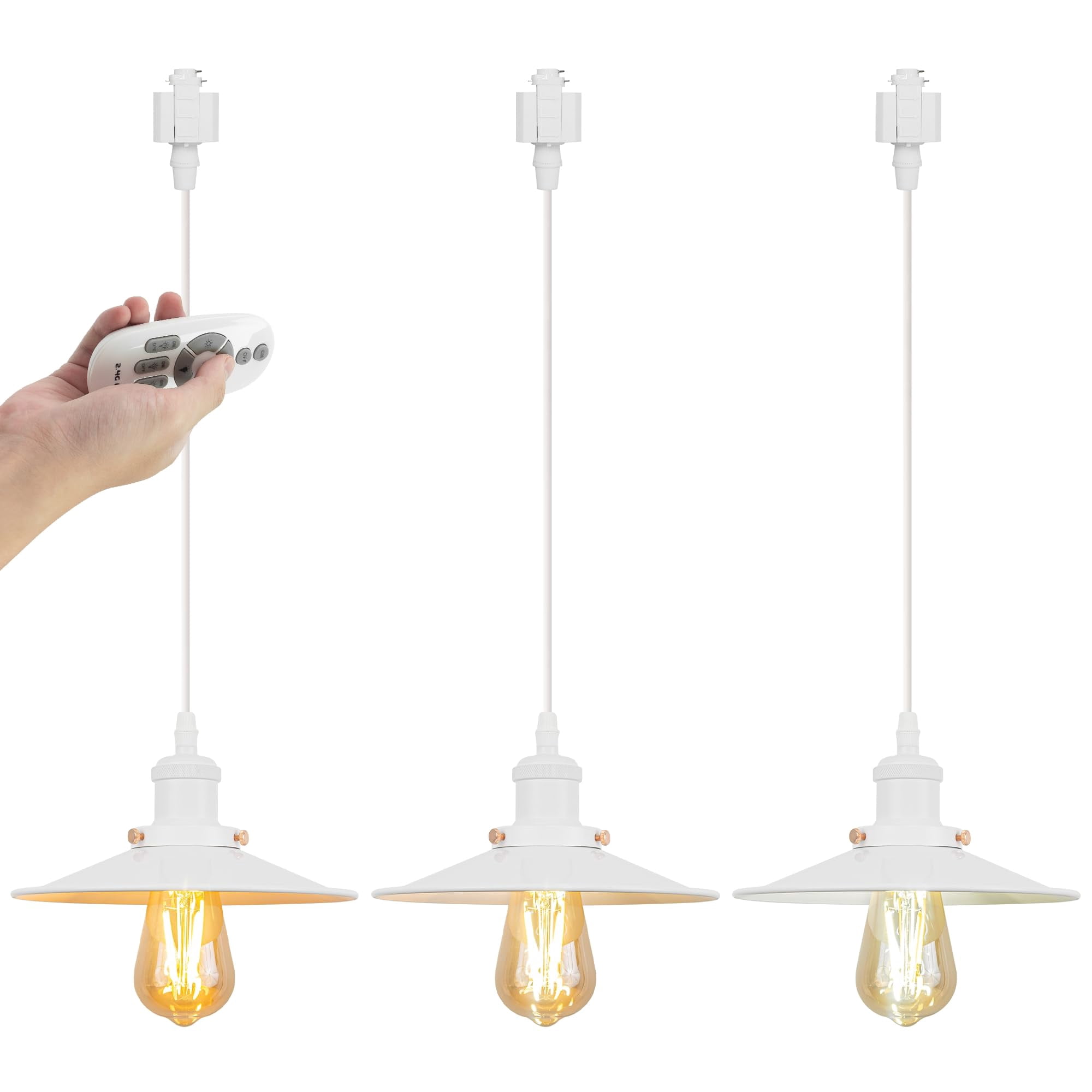 Kiven H-Type Track Lighting, 3-Light Modern Halo Track Pendant Light Adjustable Length Dimmable Bronze Finish