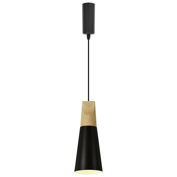 Kiven H-Type Track Lighting Pendants with φ4.3in Iron Lampshade 1-Light h Track Pendant Lights Adjustable Height for Kitchen Restaurant Hallway, Black
