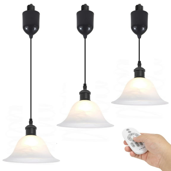 Kiven H-Type Track Lighting Pendants Adjustable Beam,Modern h Track Pendant Lights with Alabaster Glass Shade,Track Lighting Fixture for Kitchen Hallway Restaurant, 3 Lights(Black)