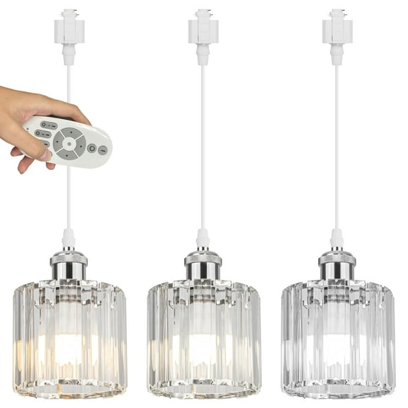 Kiven H-Type Track Lighting Pendants Dimmable,Modern h Track Pendant Lights with Crystal Lampshade,Decorative Track Lighting Fixture for Kitchen Hallway Restaurant Shop(3-Light)
