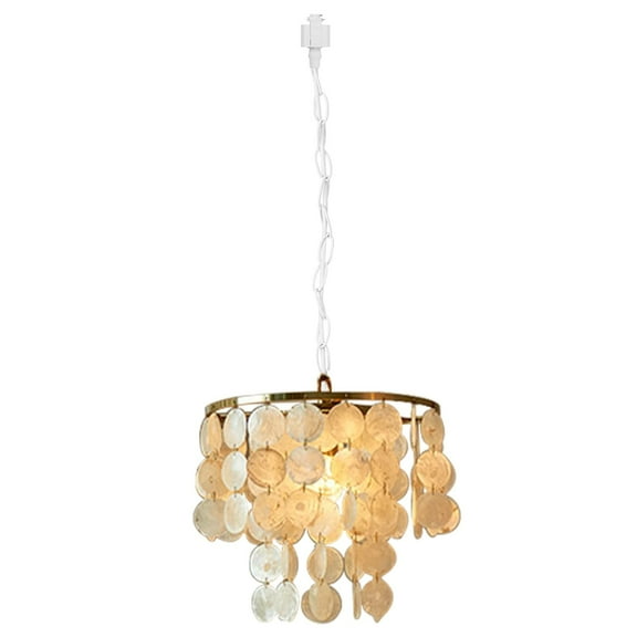 Kiven H-Type Track Lights, E12 Socket 1-Light Nordic Style Light Luxury Restaurant Chandelier Medieval French Window Shell Wind Chimes Chandelier(Bulb Not Included)