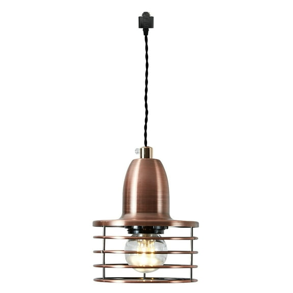 Kiven H-Type Track Lights, E26 Socket Base Small Pendant Light with Multiple Circles for Loft Rural Warehouse-Red Copper,1 Pack (Bulb Not Included)