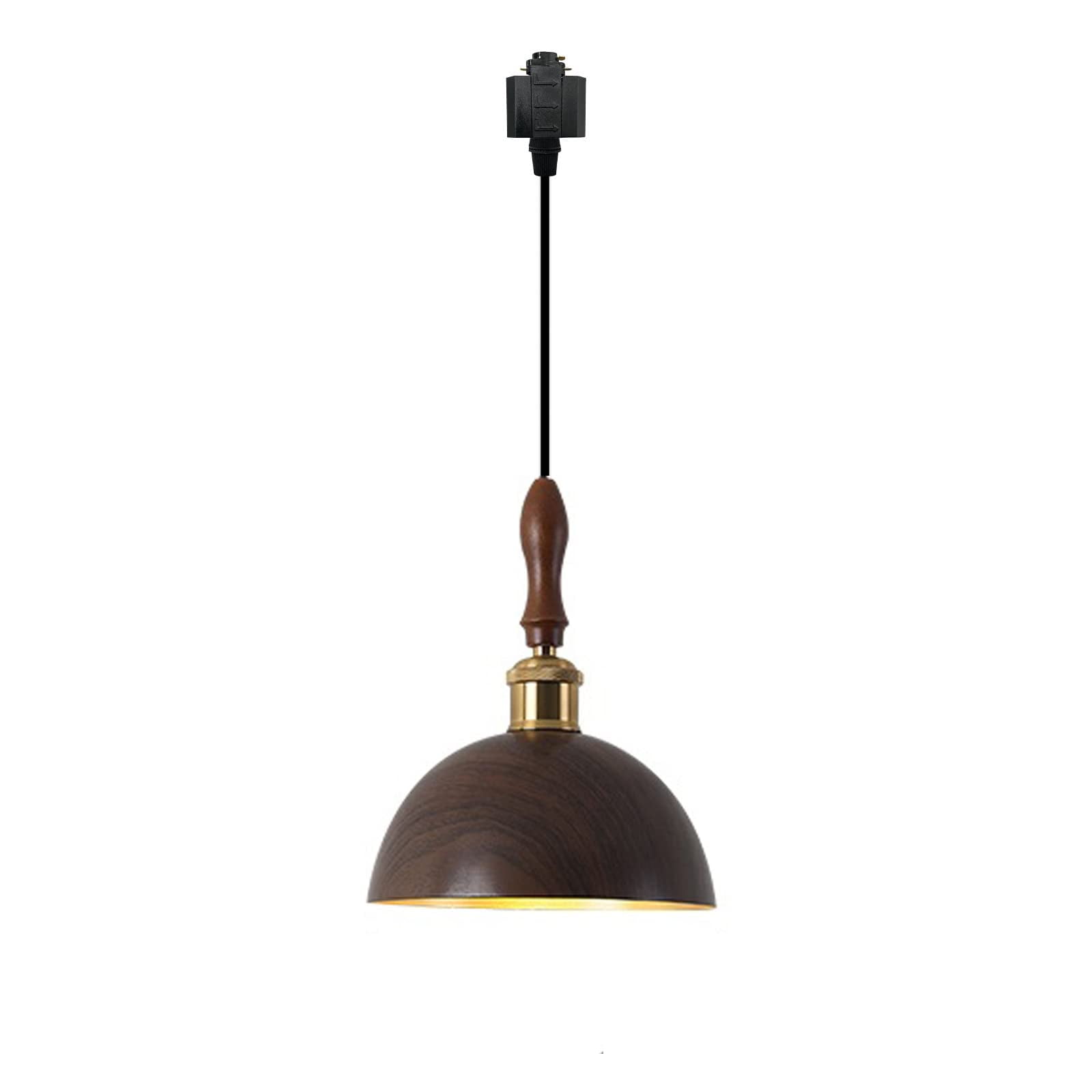 Kiven H-Type Track Lights, E26 Sockrt 1-Light Walnut Color Nordic Retro Shop Decoration Bedroom Headboard Iron Chandelier -A(Bulb Not Included)