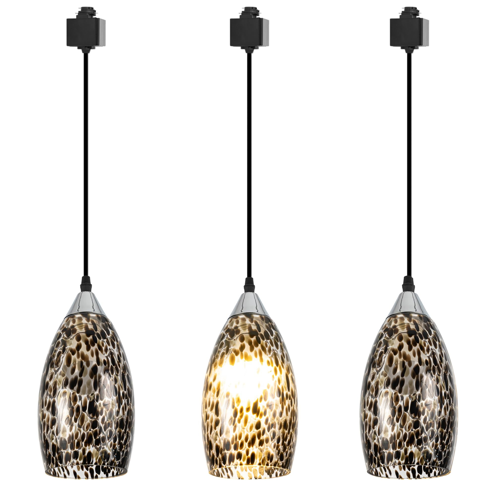 Kiven H-Type track lighting pendants,3-Light Modern h track pendant lights with Art Glass Lampsade,Decorative Track Lighting Fixture for Hallway Kitchen Island DZ0502