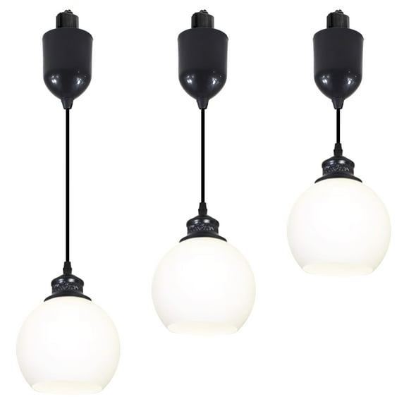 Kiven J-Type track lighting pendants Adjustable Height,3-Light Modern Frosted Glass J track pendant lights,Decorative Track Lighting Fixture for Kitchen Island Hallway TB3510