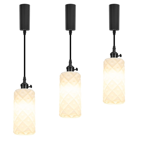 Kiven H-Type track lighting pendants Adjustable Height,3-Light Modern Plastic h track pendant lights,Decorative Track Lighting Fixture for Kitchen Island Hallway DZ0538