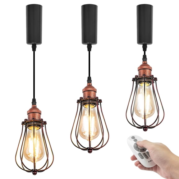 Kiven J-Type track lighting pendants Adjustable Height,Dimmable Industrial Rusty Red J track pendant lights ,Decorative Track Lighting Fixture for Hallway Kitchen Island TB0103