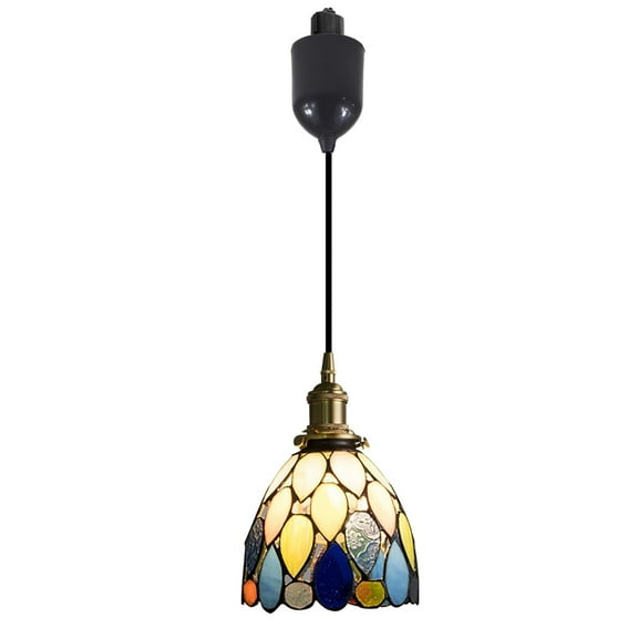 Kiven H-Type track lighting pendants Adjustable Height,Farmhouse h track pendant lights with Glass Lampshade,Decorative Track Lighting Fixture for Kitchen Hallway Restaurant Shop,TB3238-E