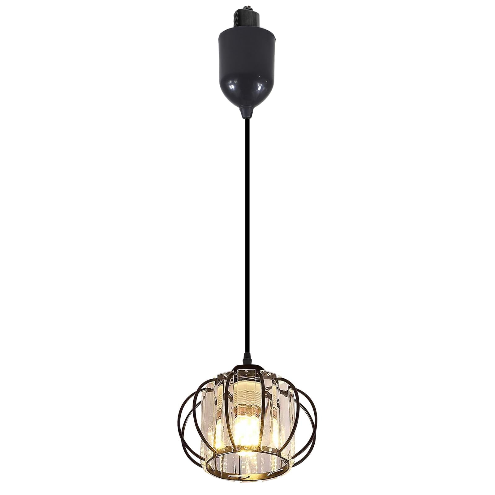 Kiven H-Type track lighting pendants Adjustable Height, h track pendant lights with Crystal Lampshade,Modern Decorative Track Lighting Fixture for Kitchen Hallway Restaurant Island Lighting TB2982