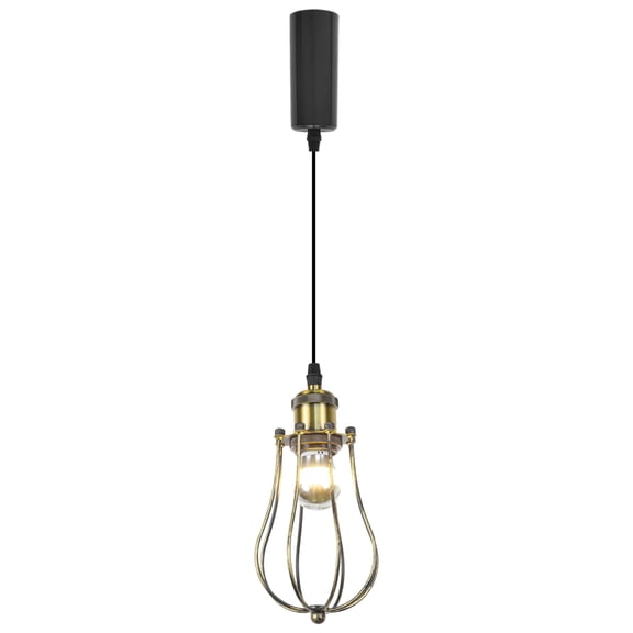 Kiven J-Type track lighting pendants Anti Glare,Industrial J track pendant lights with Iron Guard Lampshade,Farmhouse Track Lighting Fixture Adjustable for Kitchen Island,Gold(1 Light)