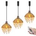 thumbnail image 1 of Kiven H-Type track lighting pendants Dimmable,Farmhouse h track pendant lights with Iron Crystal Lampshade,Track Lighting Fixture Adjustable Height for Kitchen Hallway Restaurant Shop(3-Light), 1 of 7