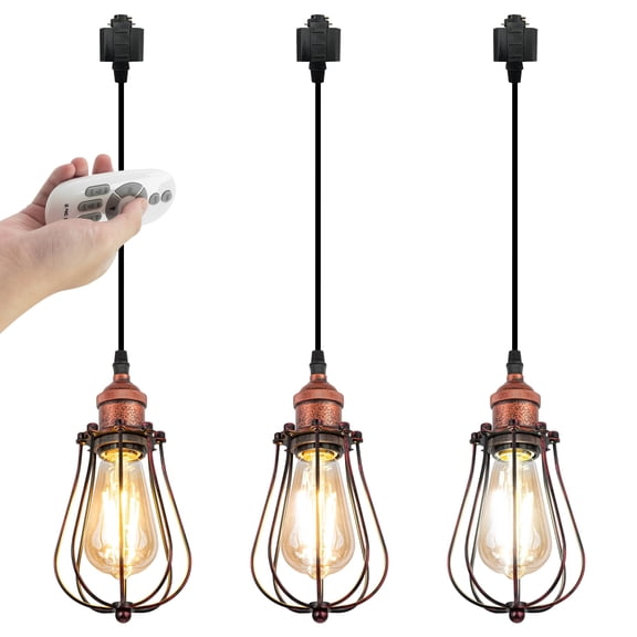 Kiven H-Type track lighting pendants,Dimmable Industrial Rusty Red h track pendant lights ,Decorative Track Lighting Fixture for Hallway Kitchen Island TB0103