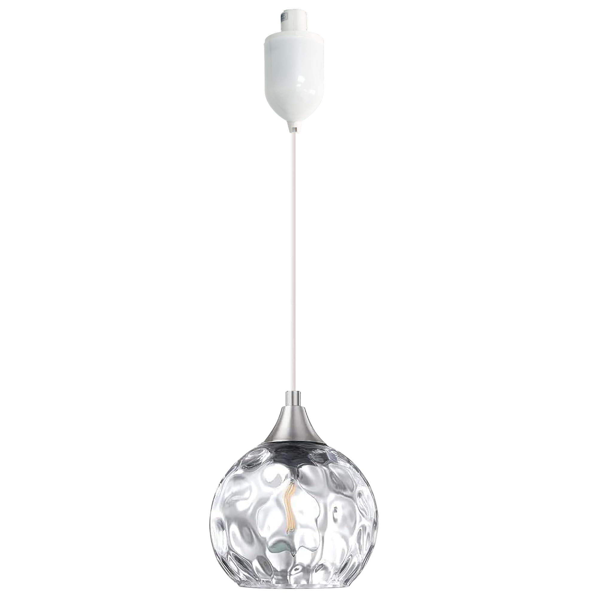 Kiven H-Type track lighting pendants,Modern h track pendant lights with Clear Glass Globe,Decorative Track Lighting Fixture Adjustable Height for Kitchen Hallway Restaurant Shop(1-Light)