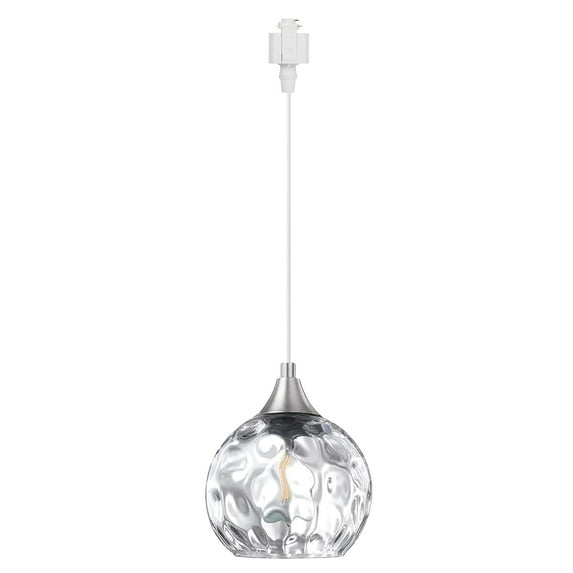 Kiven H-Type track lighting pendants,Modern h track pendant lights with Clear Glass Globe,Decorative Track Lighting Fixture for Kitchen Hallway Restaurant Shop(1-Light)