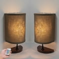 thumbnail image 1 of Kiven Half Shade Table Lamps, Modern LED Table Light with Fabric Half Lamp Shade, Set of 2 Dimmable Rippling Water Effect Atmosphere Lamp with Half Wood Holder, 1 of 7