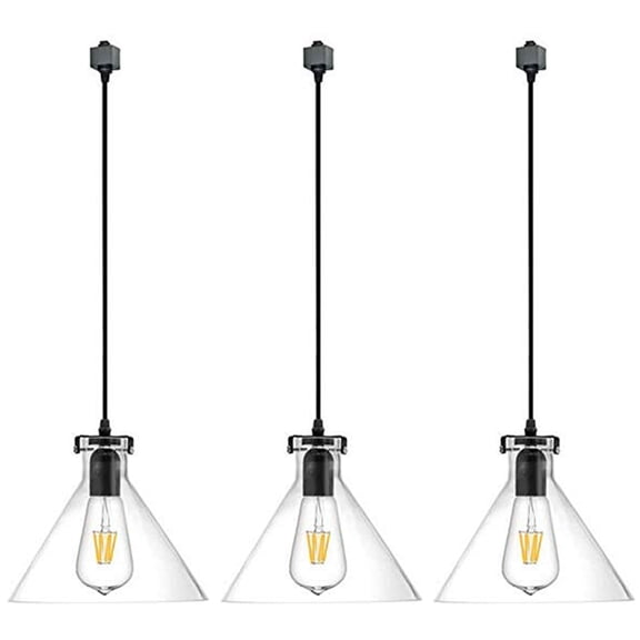 Kiven Halo Track Lighting Light Fixture, 3-Light Modern Track Pendant Light for Bedroom Kitchen Home Lighting,E26 Socket