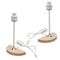 thumbnail image 1 of Kiven Handmade Wooden Table Lamp, Modern Table Light with Half Wood Holder, Set of 2 Dimmable Nordic Nightstand Lamp, 5.9 Plug in Cord, E12 Socket, 1 of 7